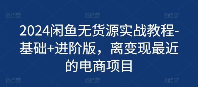 2024闲鱼无货源实战教程-基础+进阶版，离变现最近的电商项目-网创学习网