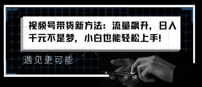 视频号带货新方法：流量飙升，日入千元不是梦，小白也能轻松上手【揭秘】-网创学习网