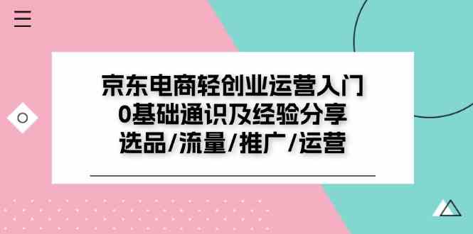 京东电商轻创业运营入门0基础通识及经验分享：选品/流量/推广/运营-网创学习网