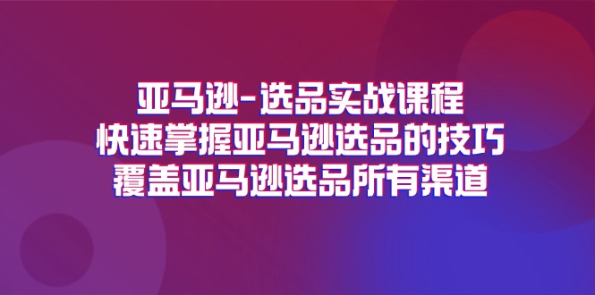 （11620期）亚马逊-选品实战课程，快速掌握亚马逊选品的技巧，覆盖亚马逊选品所有渠道-网创学习网