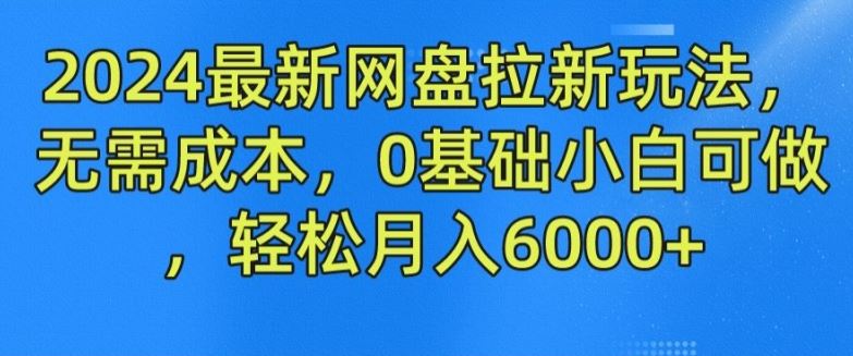 2024最新网盘拉新玩法，无需成本，0基础小白可做，轻松月入6000+【揭秘】-网创学习网