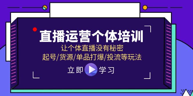 （11636期）直播运营个体培训，让个体直播没有秘密，起号/货源/单品打爆/投流等玩法-网创学习网