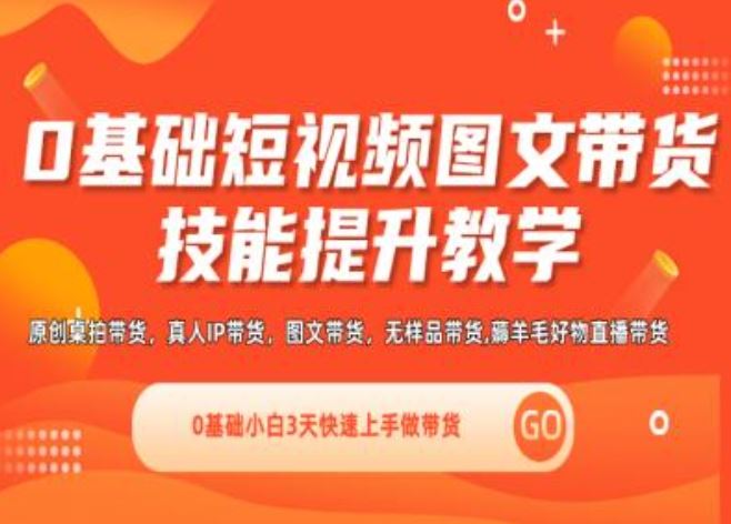 0基础短视频图文带货实操技能提升教学(直播课+视频课),0基础小白3天快速上手做带货-网创学习网