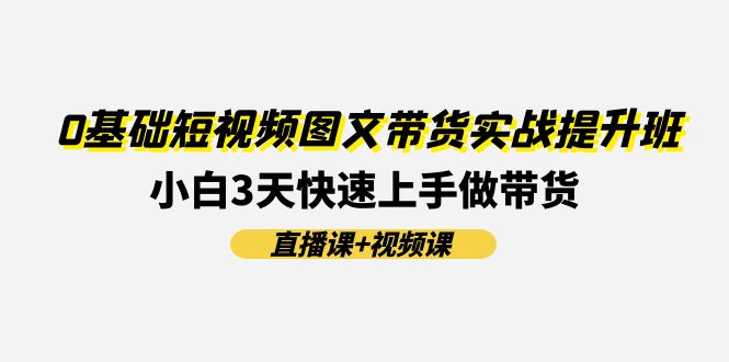 0基础短视频图文带货实战提升班，小白3天快速上手做带货(直播课+视频课)-网创学习网