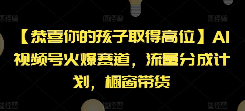 【恭喜你的孩子取得高位】AI视频号火爆赛道，流量分成计划，橱窗带货【揭秘】-网创学习网