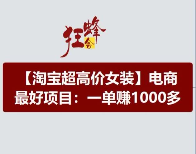 淘宝超高价女装项目，电商最好赛道，一单赚1000多-网创学习网