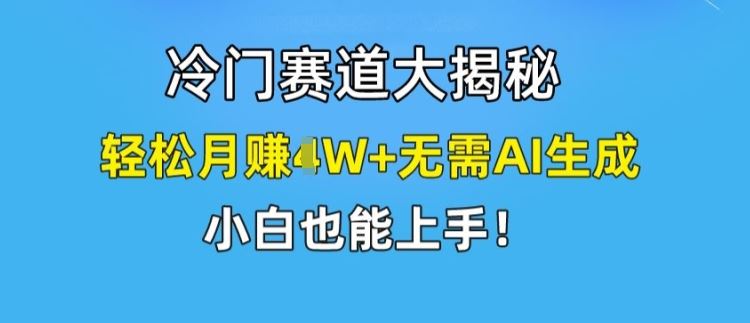 冷门赛道大揭秘，轻松月赚1W+无需AI生成，小白也能上手【揭秘】-网创学习网