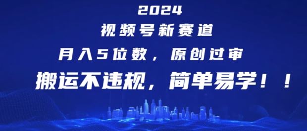 2024视频号新赛道，月入5位数+，原创过审，搬运不违规，简单易学【揭秘】-网创学习网