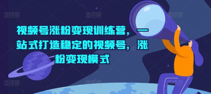 视频号涨粉变现训练营，一站式打造稳定的视频号，涨粉变现模式-网创学习网