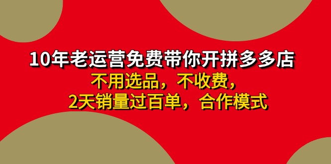 （11853期）拼多多 最新合作开店日收4000+两天销量过百单，无学费、老运营代操作、…-网创学习网