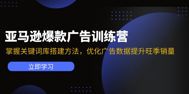 （11858期）亚马逊爆款广告训练营：掌握关键词库搭建方法，优化广告数据提升旺季销量-网创学习网