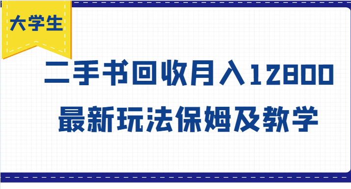 大学生创业风向标，二手书回收月入12800，最新玩法保姆及教学-网创学习网