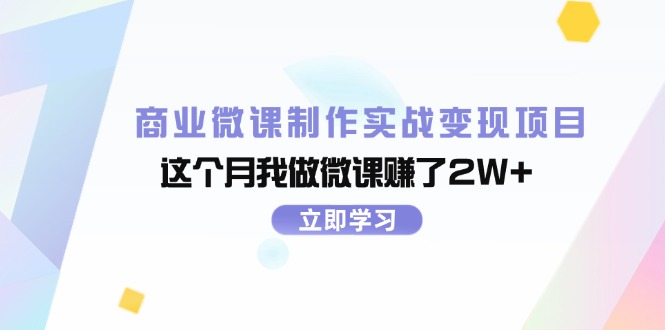 （11959期）商业微课制作实战变现项目，这个月我做微课赚了2W+-网创学习网