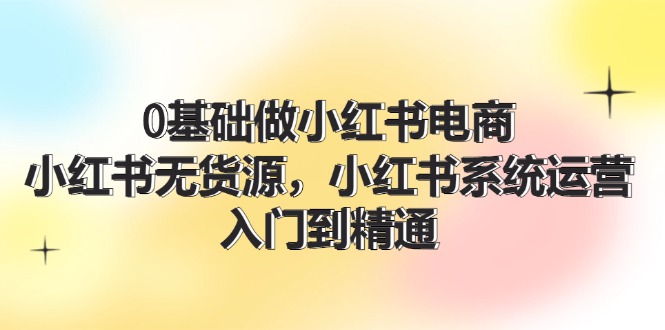 （11960期）0基础做小红书电商，小红书无货源，小红书系统运营，入门到精通 (70节)-网创学习网