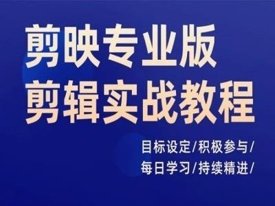 剪映专业版剪辑实战教程，目标设定/积极参与/每日学习/持续精进-网创学习网