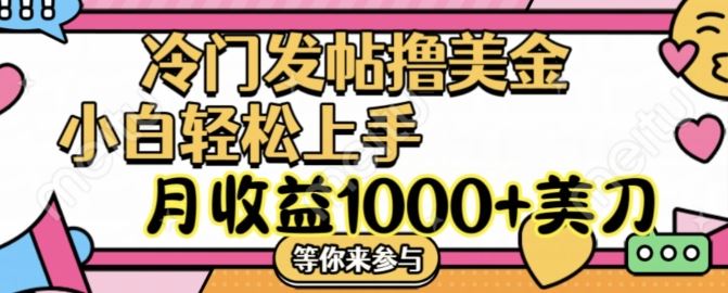 冷门发帖撸美金项目，月收益1000+美金，简单无脑，干就完了【揭秘】-网创学习网