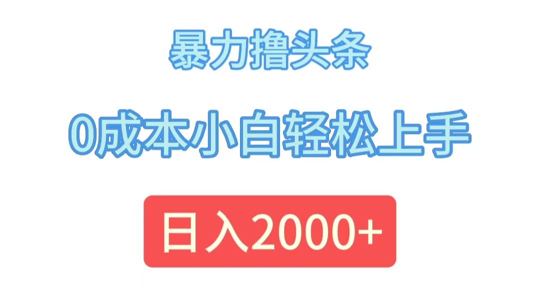 （12068期）暴力撸头条，0成本小白轻松上手，日入2000+-网创学习网