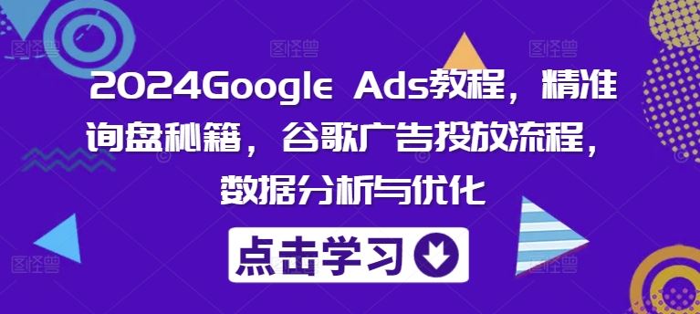 2024Google Ads教程，精准询盘秘籍，谷歌广告投放流程，数据分析与优化-网创学习网