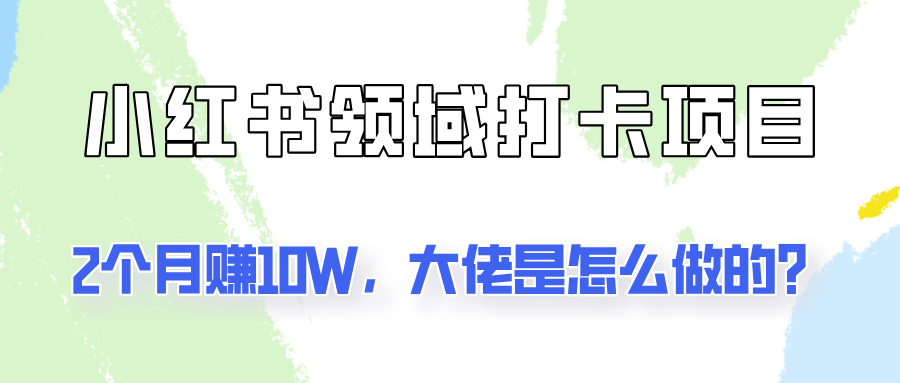 通过小红书领域打卡项目2个月赚10W，大佬是怎么做的？-网创学习网