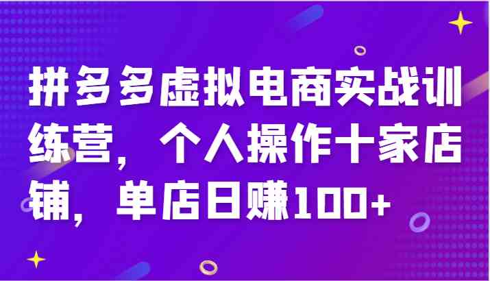 拼多多虚拟电商实战训练营，个人操作十家店铺，单店日赚100+-网创学习网