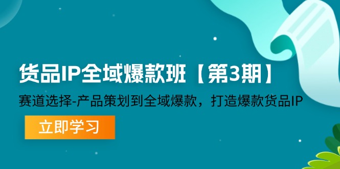 货品IP全域爆款班【第3期】赛道选择、产品策划到全域爆款，打造爆款货品IP-网创学习网