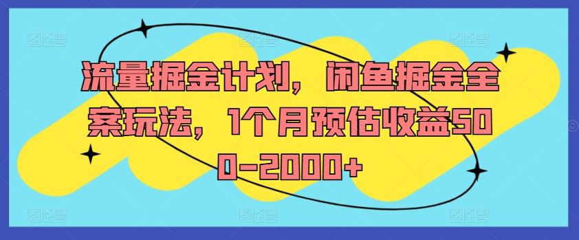 流量掘金计划，闲鱼掘金全案玩法，1个月预估收益500-2000+-网创学习网