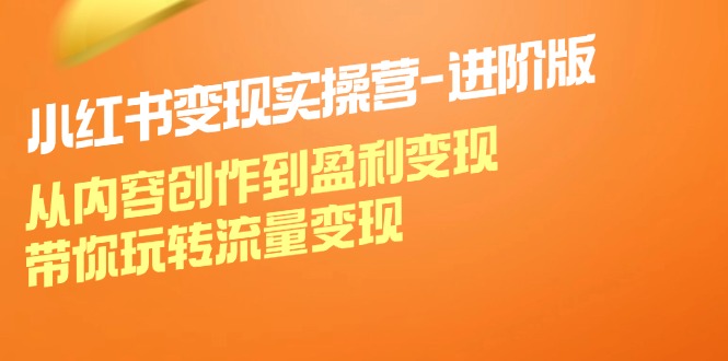 （12234期）小红书变现实操营-进阶版：从内容创作到盈利变现，带你玩转流量变现-网创学习网