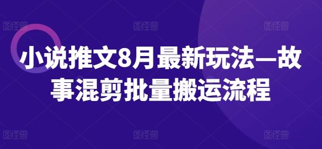 小说推文8月最新玩法—故事混剪批量搬运流程-网创学习网