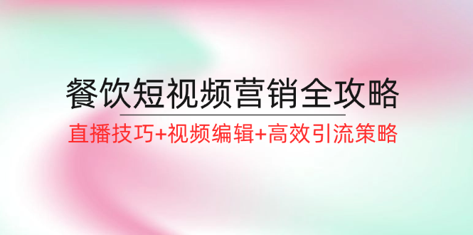 餐饮短视频营销全攻略：直播技巧+视频编辑+高效引流策略-网创学习网