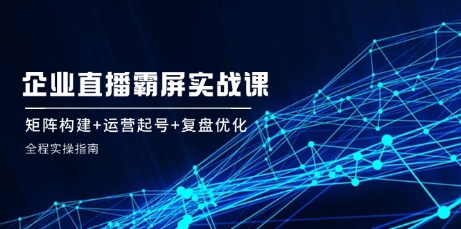 企业直播霸屏实战课：矩阵构建+运营起号+复盘优化，全程实操指南-网创学习网