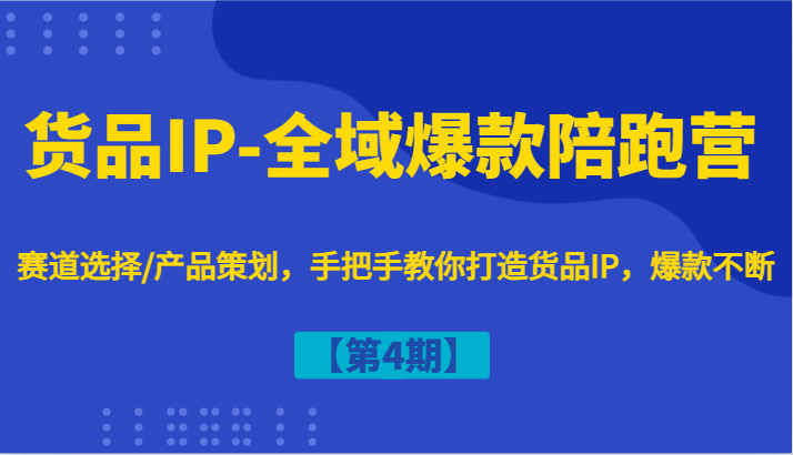 货品IP-全域爆款陪跑营【第4期】赛道选择/产品策划，手把手教你打造货品IP，爆款不断-网创学习网