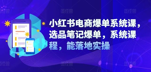 小红书电商爆单系统课，选品笔记爆单，系统课程，能落地实操-网创学习网