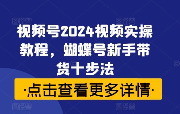 视频号2024视频实操教程，蝴蝶号新手带货十步法-网创学习网