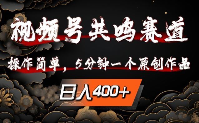 视频号共鸣赛道，操作简单，5分钟1个原创作品，日入几张【揭秘】-网创学习网