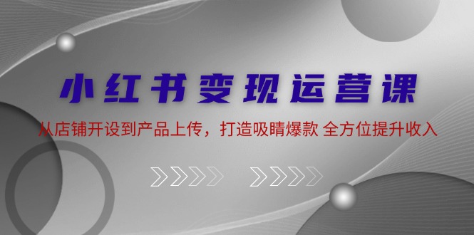 小红书变现运营课：从店铺开设到产品上传，打造吸睛爆款 全方位提升收入-网创学习网