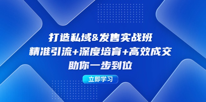 打造私域&发售实操班：精准引流+深度培育+高效成交，助你一步到位-网创学习网