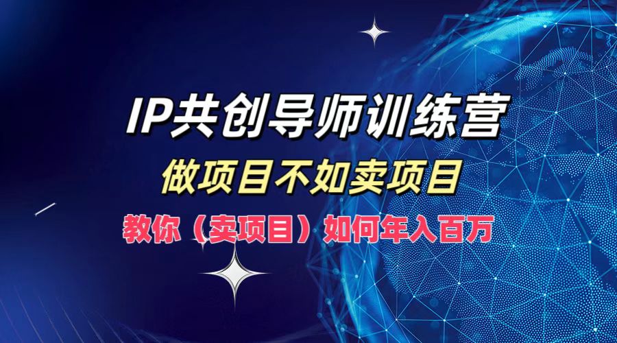 IP共创导师训练营，做项目不如卖项目，教你(卖项目)如何实现年入百万-网创学习网