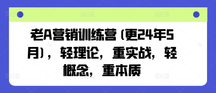 老A营销训练营(更24年9月)，轻理论，重实战，轻概念，重本质-网创学习网